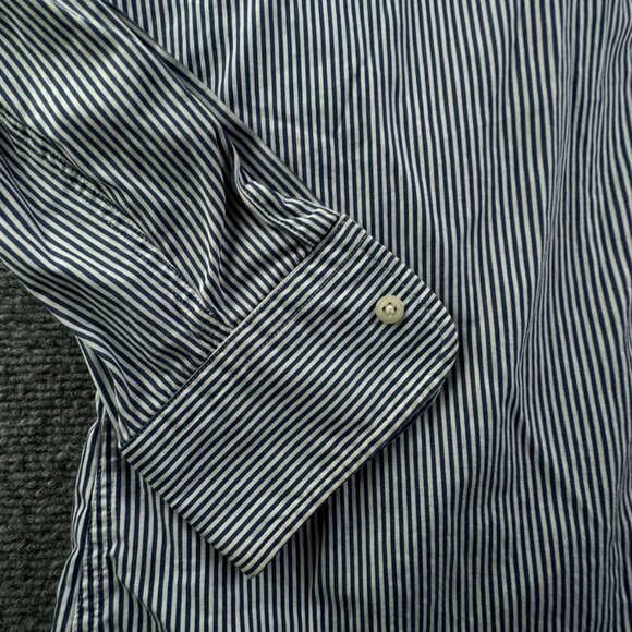 Gitman Bros Button Up Shirt Long Sleeve Blue Striped 15 34 USA Cotton Designer - Picture 10 of 15